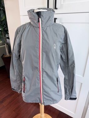 IZOD Women's PerformX Black Gingham Windbreaker Jacket Medium